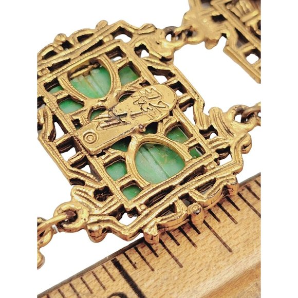 Signed Rare Rice Weiner Asian Molded Floral Glass Bracelet (A68) - Picture 5 of 6